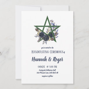 Invitación Pentáculo floral gótico Pagan Handfasting
