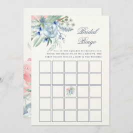 Invitación Peón azul y rosa | Juego de Bingo Bridal Shower