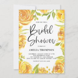 Invitación Peonía amarilla y ducha de novia con flores Rosa