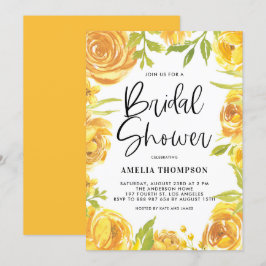 Invitación Peonía amarilla y ducha de novia con flores Rosa
