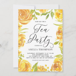 Invitación Peonía amarilla y Rosa Fiesta de té con flores