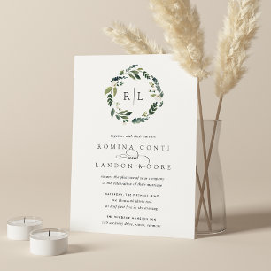 Invitación Peonía blanca   Boda de guirnaldas de monograma fl
