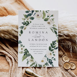 Invitación Peonía blanca | Boda de marco floral geométrico