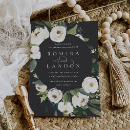 Invitación Peonía blanca | Boda de marco floral redondo