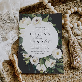 Invitación Peonía blanca | Boda de marco floral redondo