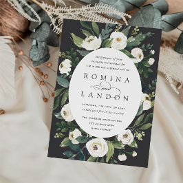 Invitación Peonía blanca | Boda floral de marco ovalado