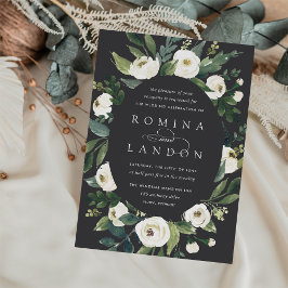 Invitación Peonía blanca | Boda floral de marco ovalado