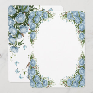 Invitación Peonía de lujo floral azul claro 