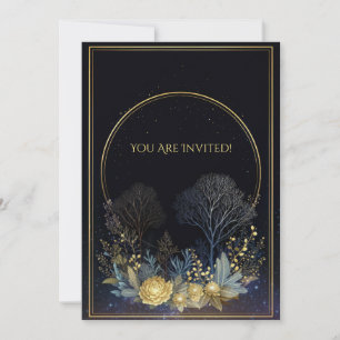 Invitación Peonía de Medianoche Dorada Halo Botánico Celestia