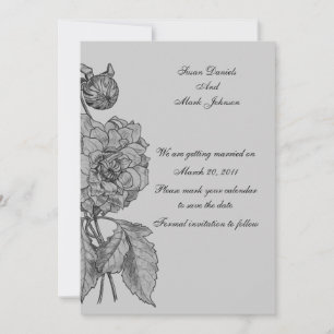 Invitación Peonía floral gris plateado Ahorra la fecha de la 