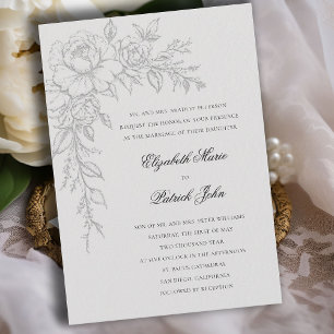 Invitación Peonía Radiante Marfil Elegante Formal Clásico Bod