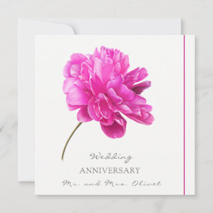 Invitación Peonía Rosa Brillante Aniversario Cualquier Año