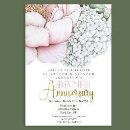 Invitación Peonía Rosa Sonrojo 75º Aniversario de Boda
