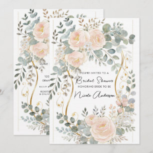 Invitación Peonía sonrojada y eucalipto floral botánico nupci
