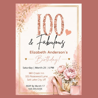 Invitación Peonía y perfume Fabuloso 100 cumpleaños