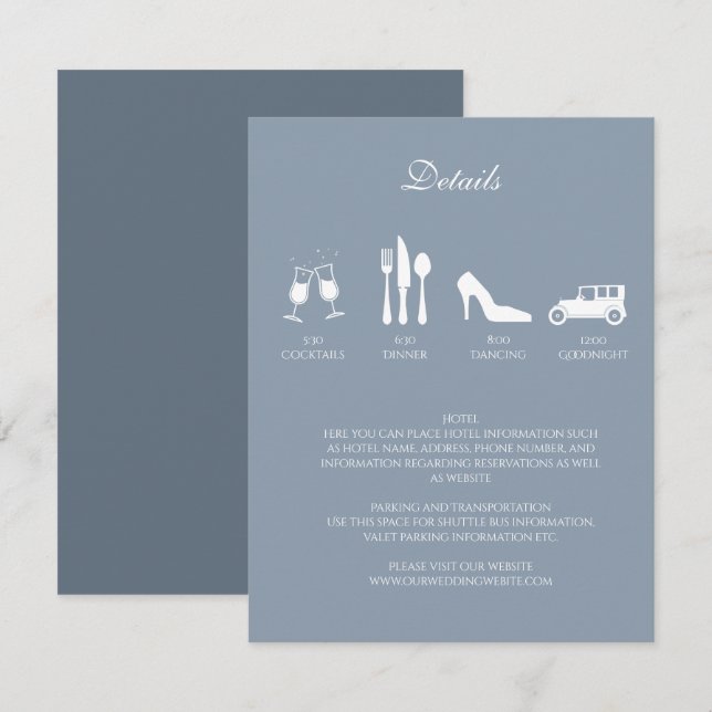 Invitación Peonías Blancas con Detalles Azules Polvorientos I (Anverso / Reverso)