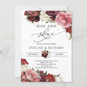 Invitación Peonías borgoña rubor malva dorado levántate y bri