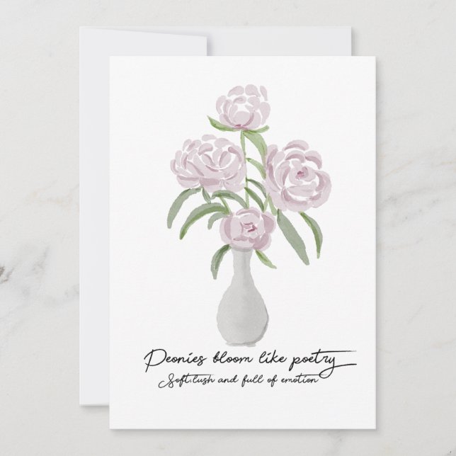 Invitación Peonias Graceful Pintadas a Mano (Anverso)