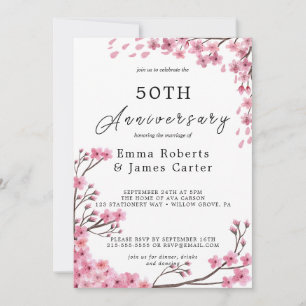 Invitación Peonías románticas 50 aniversario de bodas