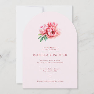 Invitación Peonías románticas de acuarela rosa