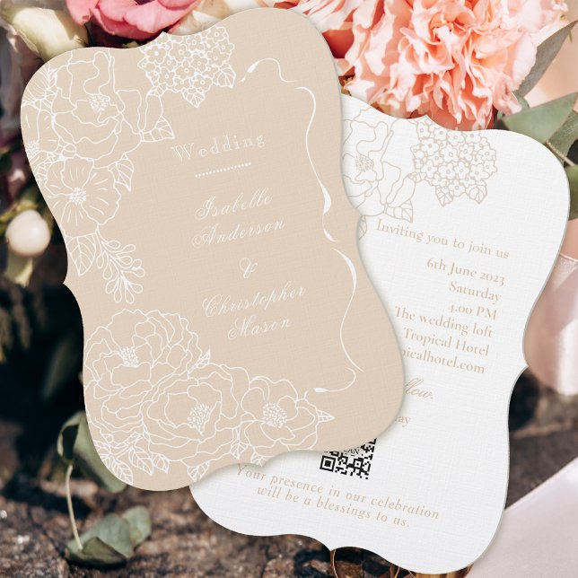 Invitación Peonías románticas de boda delicado marfil (Subido por el creador)