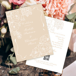 Invitación Peonías románticas de boda marfil delicado