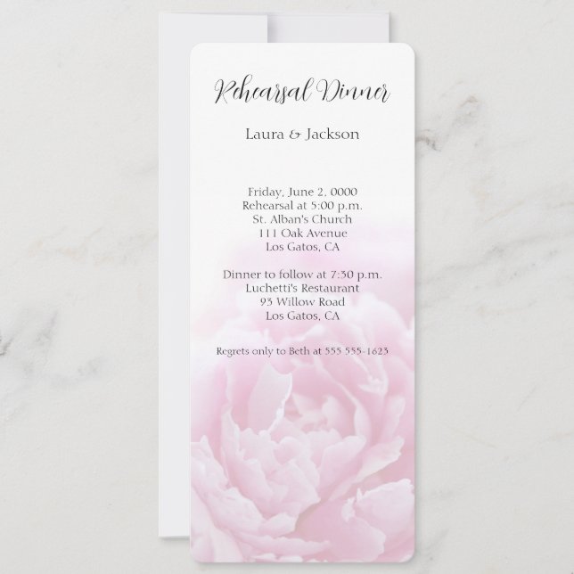 Invitación Peonías rosadas     (Anverso)