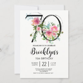 Invitación Peonías Rosadas 70 Cumpleaños