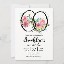 Invitación Peonías Rosadas Cumpleaños 60