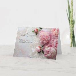 Invitación peonías rosadas en encaje