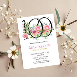 Invitación Peonías Rosas 100 Cumpleaños