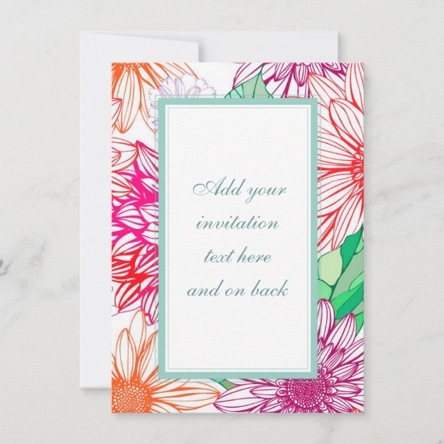 Invitación Peonías y flores silvestres (Anverso)