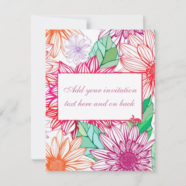 Invitación Peonías y flores silvestres (Anverso)