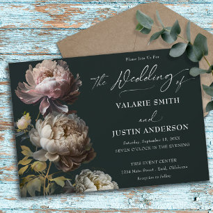 Invitación Peonies Boda Moody Floral