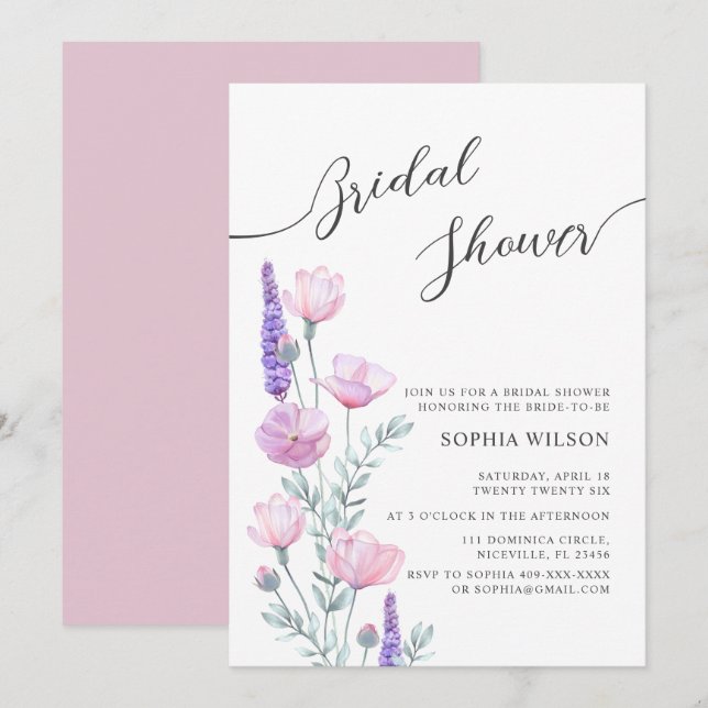Invitación Peonies Bridal Shower Invitation (Anverso / Reverso)