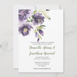 Invitación Peonies de lavanda morada - Boda dorsal verde
