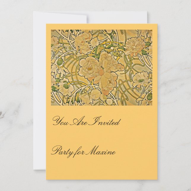 Invitación Peonies de Mucha (Anverso)