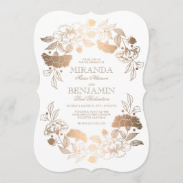 Invitación Peonies de oro | Boda Floral Elegante y Vintage