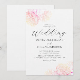 Invitación Peonies Gold Elegant Boda Floral Clásico Moderno