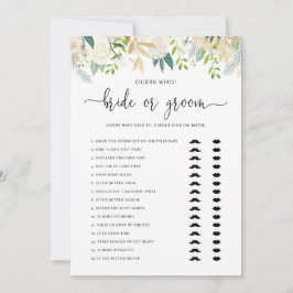 Invitación Peonies Gold Purpurina Novia o Groom Shower Game