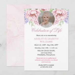Invitación Peonies Hidrangeas Celebración Floral de la Vida