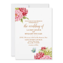 Peonies Hydrangea Elegant Wedding Invitation