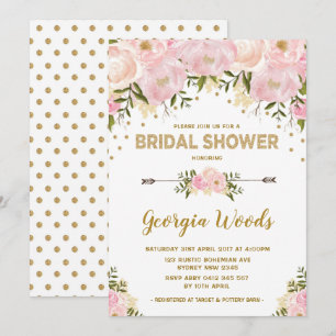 Invitación Peonies nupciales de la acuarela de la ducha del