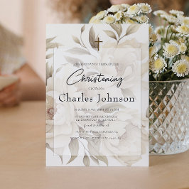 Invitación Peonies románticos baptismo de hijo vintage floral