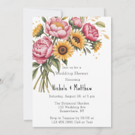 Invitación Peonies rosados y ducha de matrimonio floral amari