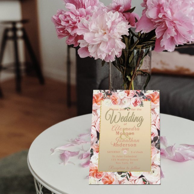 Invitación Peonies Rosados Y Eucalyptus Dejan Al Boda Bouquet (Subido por el creador)