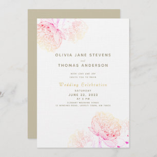 Invitación Peonies Rubor Gold Elegant Boda clásico moderno