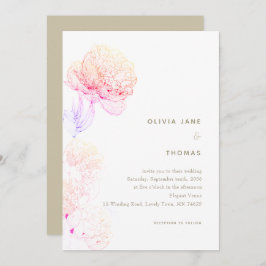 Invitación Peonies Rubor Gold Elegant Boda de sketch floral