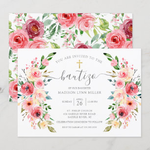 Invitación Peonies Subió bautismo floral español
