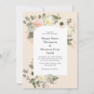 Invitación Peonies y Anemones florecientes Boda Rubor
